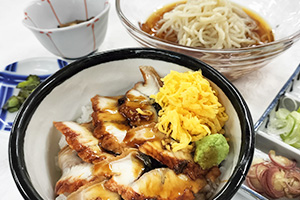 冷や麦とミニうなぎ丼
